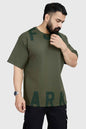 Olive green oversized T-shirt by Fuaark Nz, made from soft fabric, displayed on a neutral background for casual style.