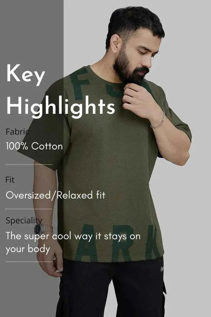 Fuaark Nz oversized olive T-shirt for women, casual style, relaxed fit, soft fabric, and simple design perfect for everyday wear.