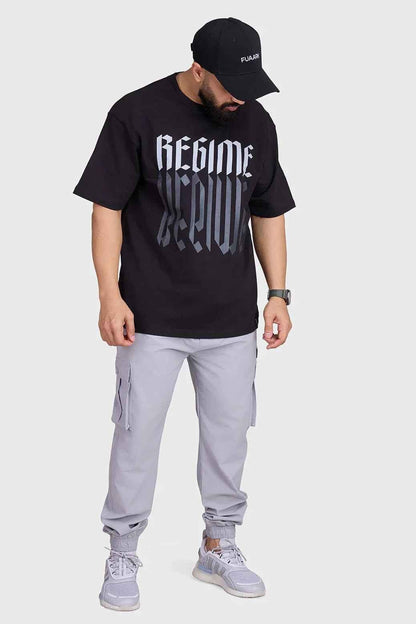 Oversized black T-shirt from Fuaark Nz with a relaxed fit, perfect for casual comfort and stylish everyday wear.