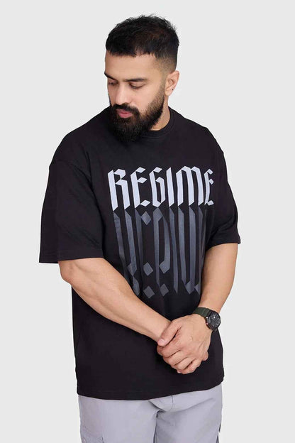 Fuaark Nz oversized black T-shirt for men, casual style, soft fabric, relaxed fit, perfect for comfort and everyday wear.