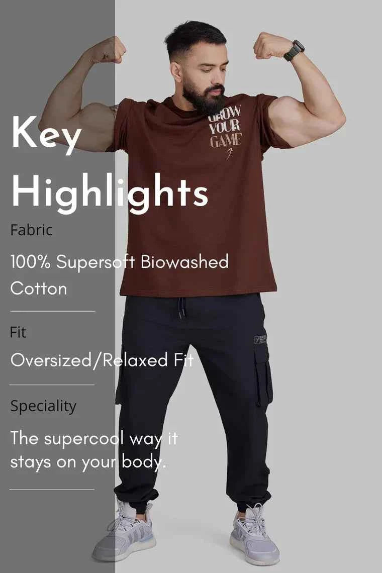 Unisex oversized coffee-colored T-shirt by Fuaark Nz, featuring a relaxed fit and soft fabric for ultimate comfort.
