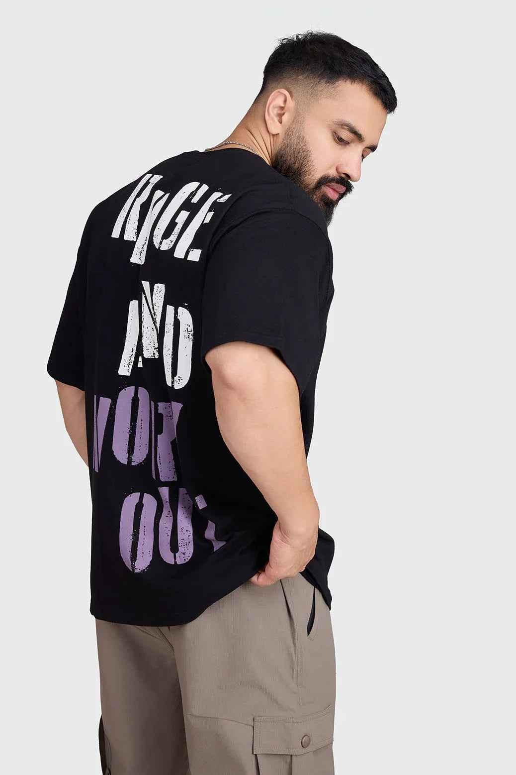 Unisex oversized black Rage T-shirt by Fuaark Nz, featuring a relaxed fit and casual style for ultimate comfort.
