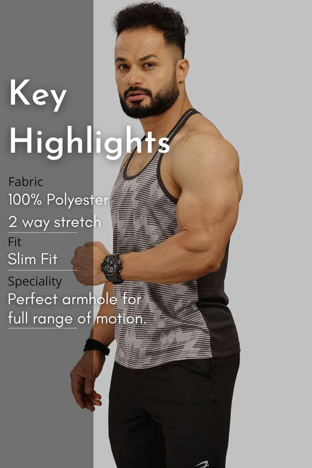 Light grey Amplify Stringer tank top by Fuaark Nz, showing the fitted sleeveless design and soft fabric.