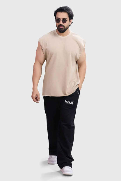 Beige Fuaark Nz workout tank top for women, sleeveless athletic top designed for style and performance during exercise.