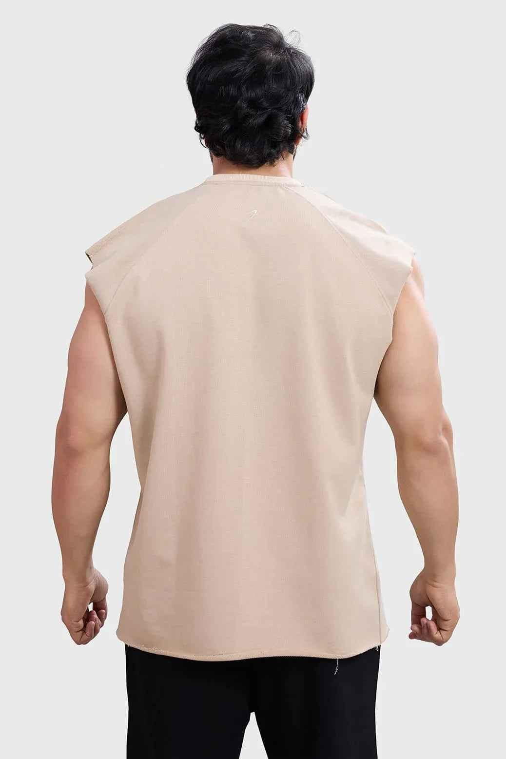 Beige Fuaark Nz workout tank top for women, sleeveless athletic top ideal for gym and active wear performance and style.