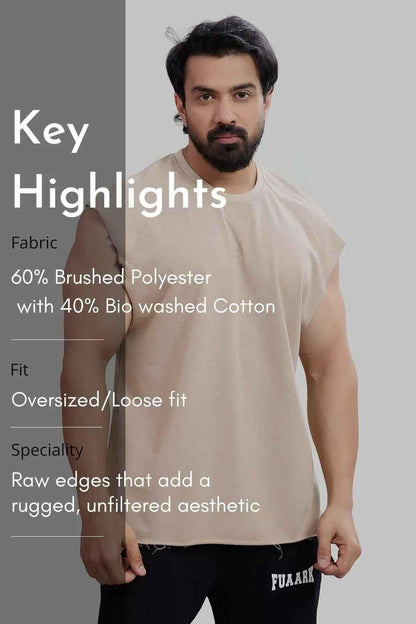 Beige Fuaark Nz workout tank top for women, lightweight and breathable sporty sleeveless top for exercise and active wear.