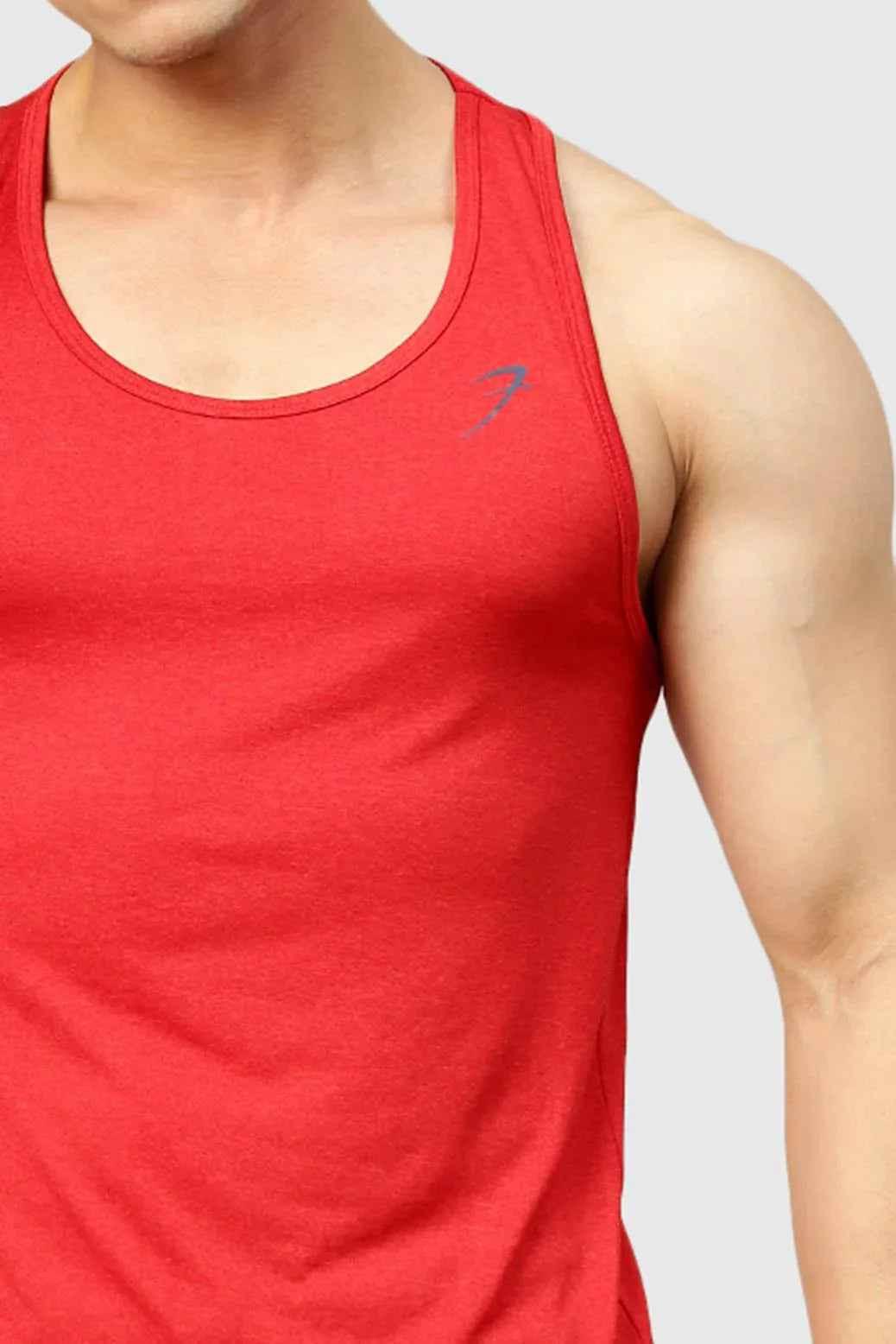 Red Bold Melange Tank Top by Fuaark NZ, stylish and comfortable activewear for women, shown on a model.