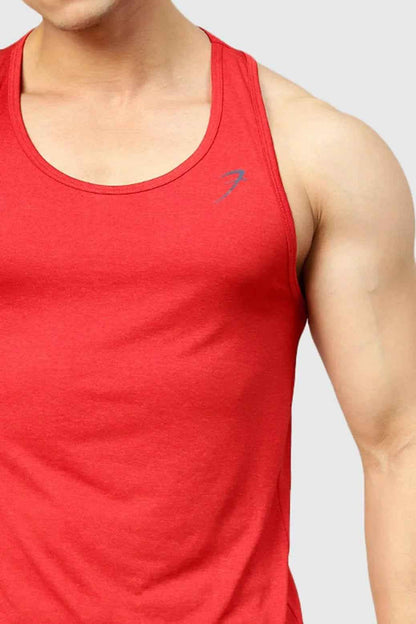 Red Bold Melange Tank Top by Fuaark NZ, stylish and comfortable activewear for women, shown on a model.