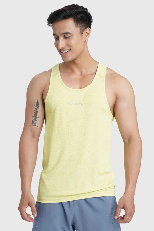Fuaark Nz Checks Lime Running Tank top, lightweight and breathable performance tank top with moisture-wicking fabric for active wear.