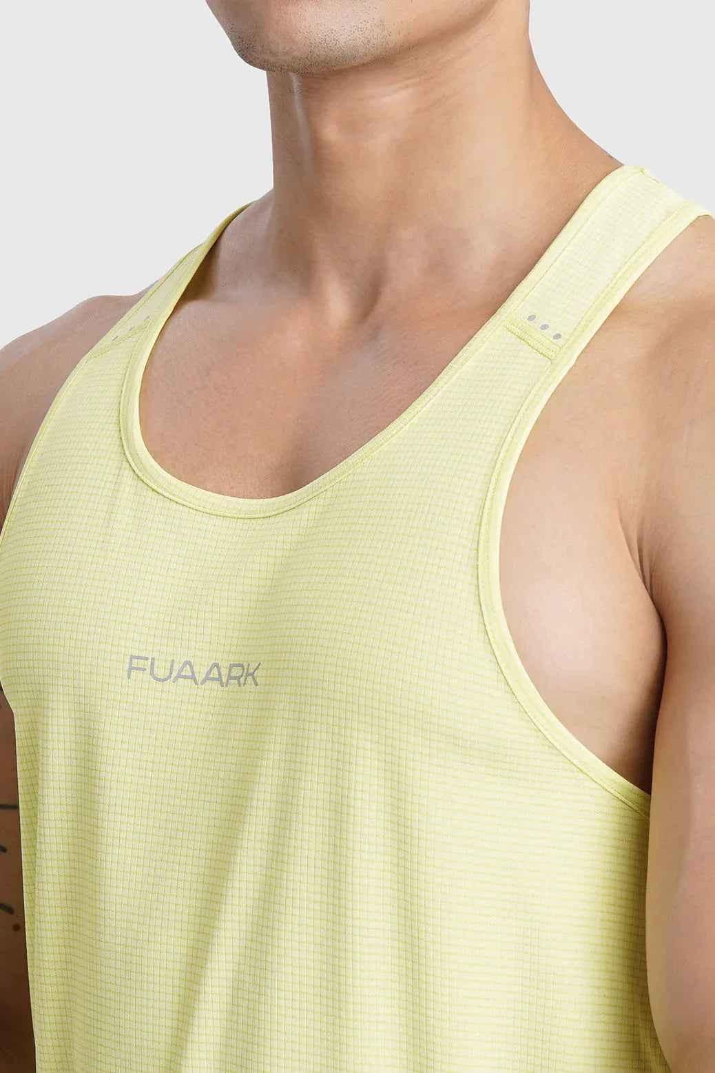 Fuaark Nz lime check running tank top, lightweight and breathable moisture-wicking performance tank for active wear.