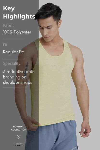 Fuaark Nz Checks Lime Running Tank top with lightweight, breathable, moisture-wicking fabric for active performance.