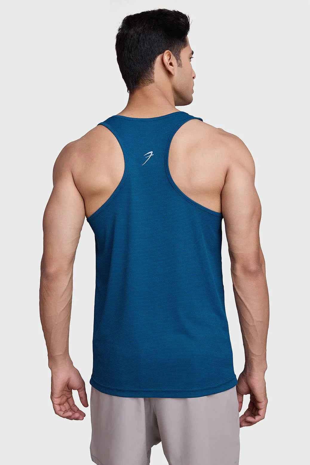 Fuaark Nz teal checks running tank top for women, sleeveless athletic top with a comfortable fit and stylish design.