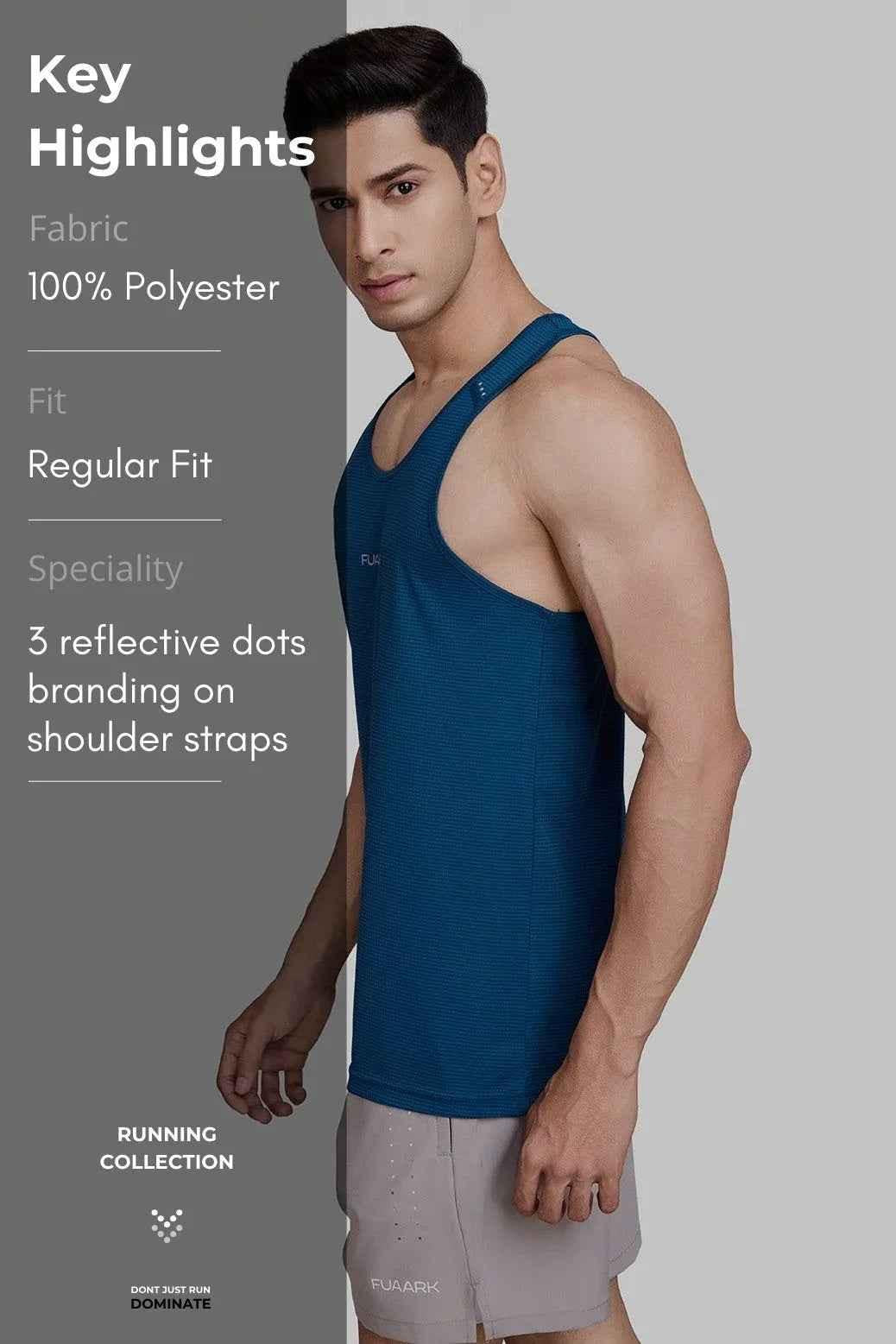 Teal Checks Running Tank Top by Fuaark Nz, lightweight athletic sleeveless shirt for workout and running.