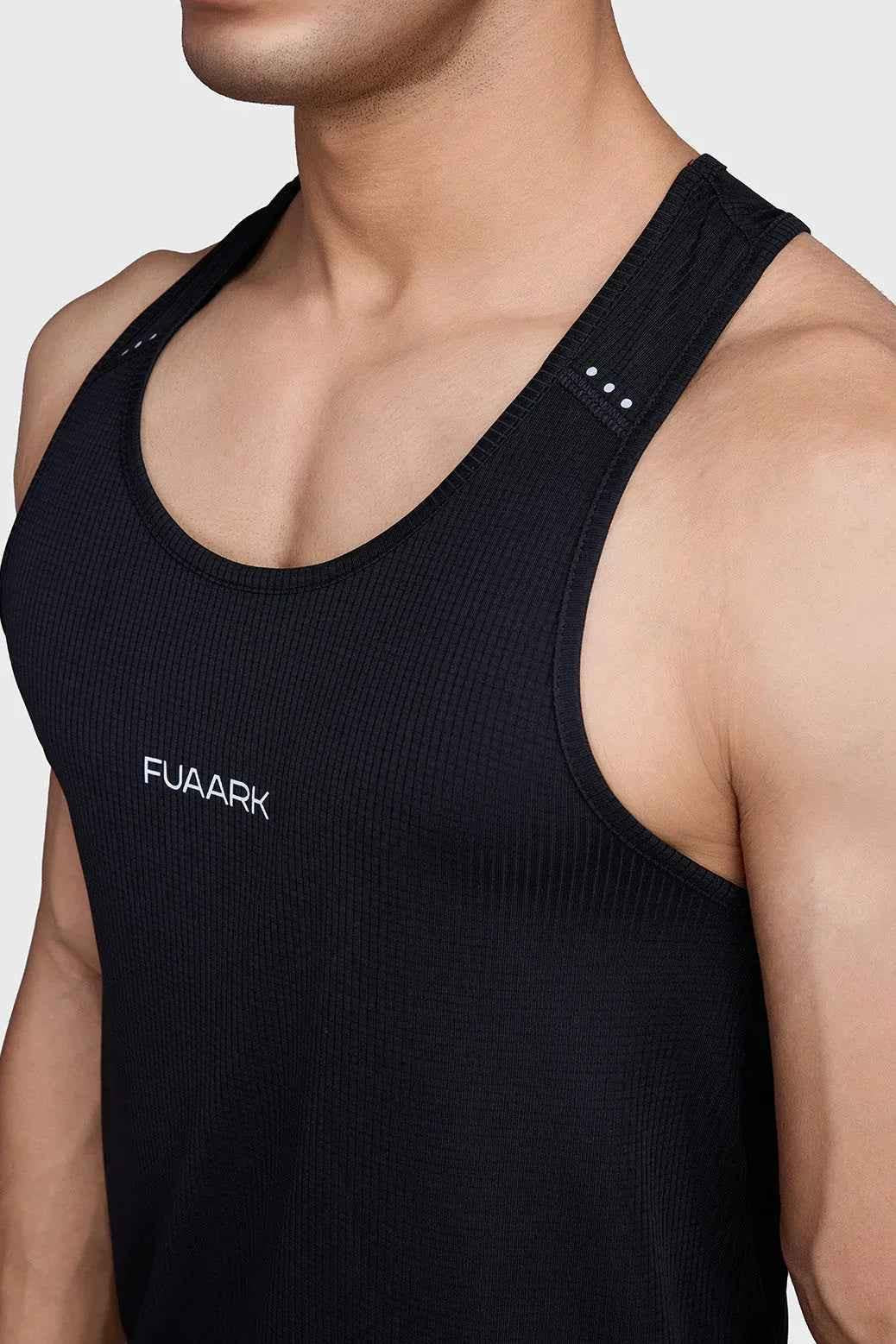 Black Checks Running Tank Top by Fuaark Nz, lightweight athletic tank with comfortable fit and stylish design.