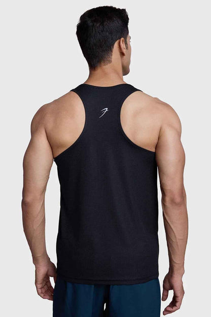 Black Fuaark Nz Checks Running Tank Top featuring a comfortable, stylish design ideal for athletic and casual wear.