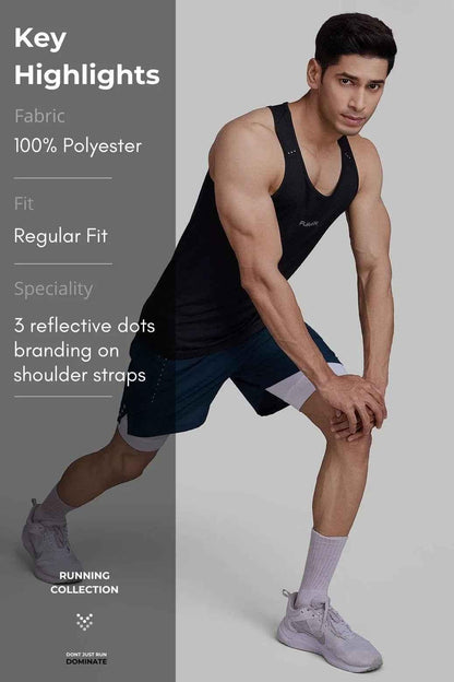 Black Checks Running Tank Top by Fuaark Nz, lightweight and comfortable athletic tank for running and active wear.