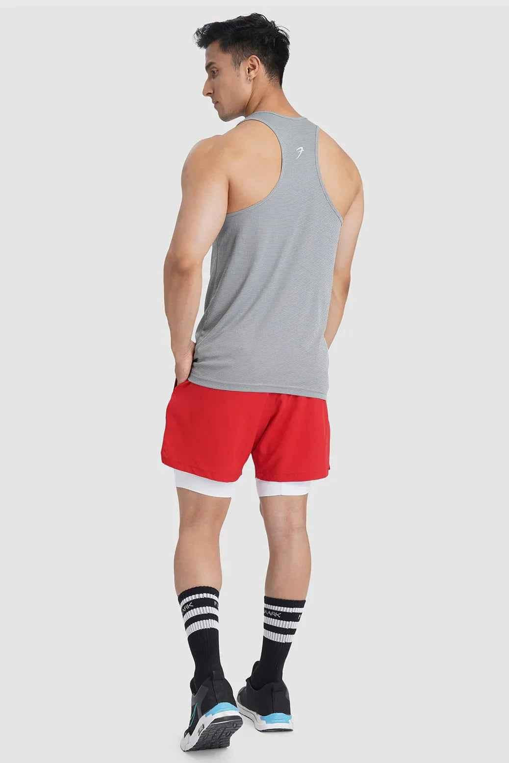 Fuaark Nz Checks Running Tank Top in Ultimate Grey, sleeveless athletic tank shirt for men, lightweight and comfortable.