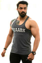 Grey Classic Stringer tank top by Fuaark Nz featuring a fitted sleeveless design and athletic style.