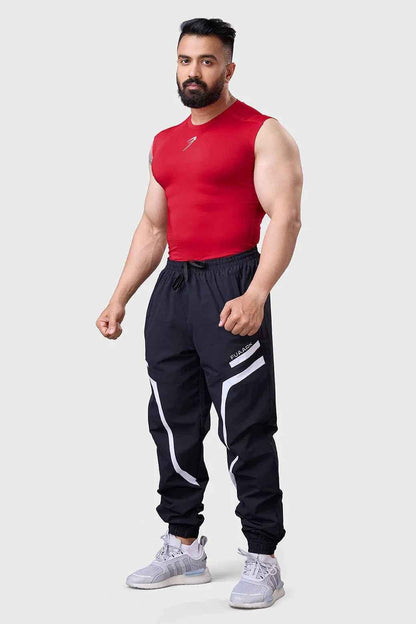 Red compression sleeveless tank top by Fuaark Nz, designed for performance, with a snug fit and breathable fabric.