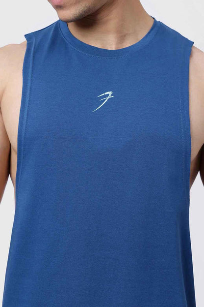Teal Drift Deep Arm Tank Top by Fuaark NZ, casual sleeveless shirt with deep armholes, perfect for comfortable summer wear.