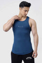 Ribbed teal tank top for men by Fuaark NZ, showcasing a close-up of the fitted sleeveless shirt with textured fabric.