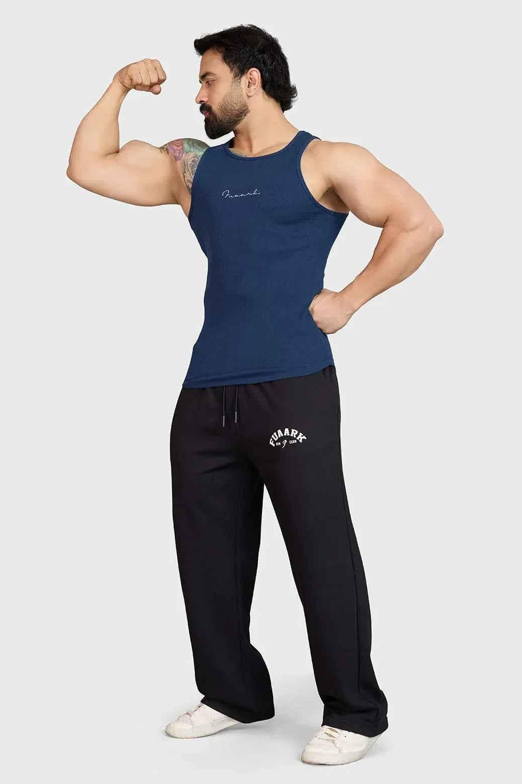 Ribbed navy tank top from Fuaark Nz, sleeveless tank top designed for casual wear and wardrobe elevation.