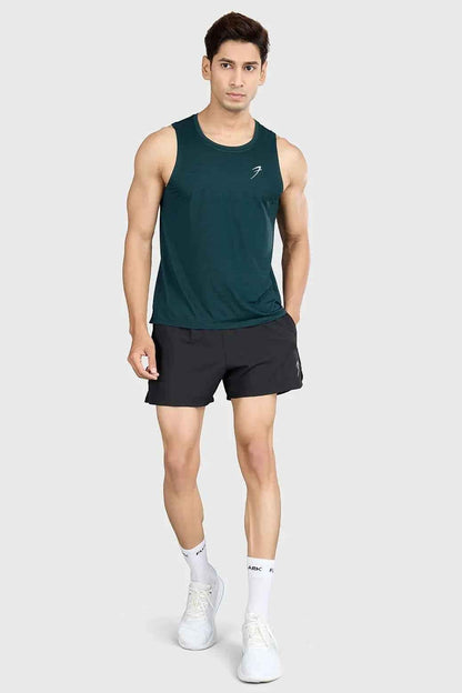Fuaark Nz Ember Running Tank Top in bottle green, sleeveless athletic tank for running and activewear.