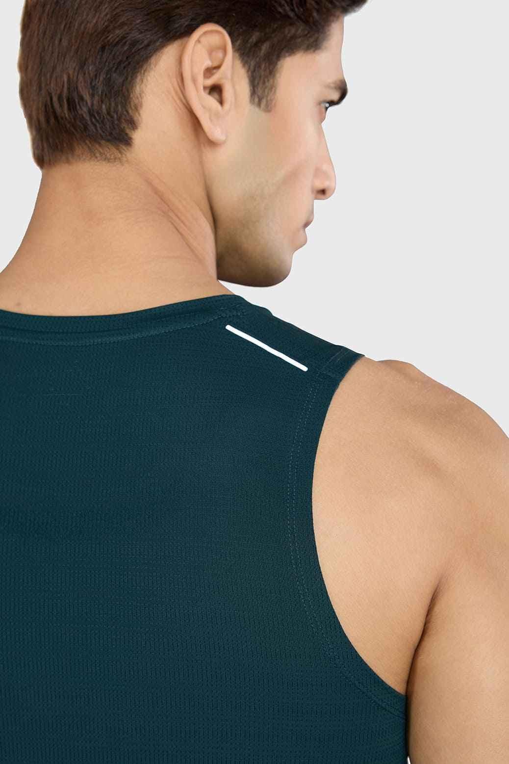 Fuaark Nz Ember Running Tank Top in Bottle Green, lightweight sleeveless athletic shirt for active wear.