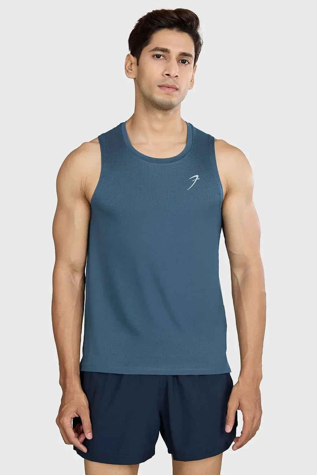 Light blue Ember Running Tank top by Fuaark Nz, sleeveless athletic tank with a comfortable fit and breathable fabric.