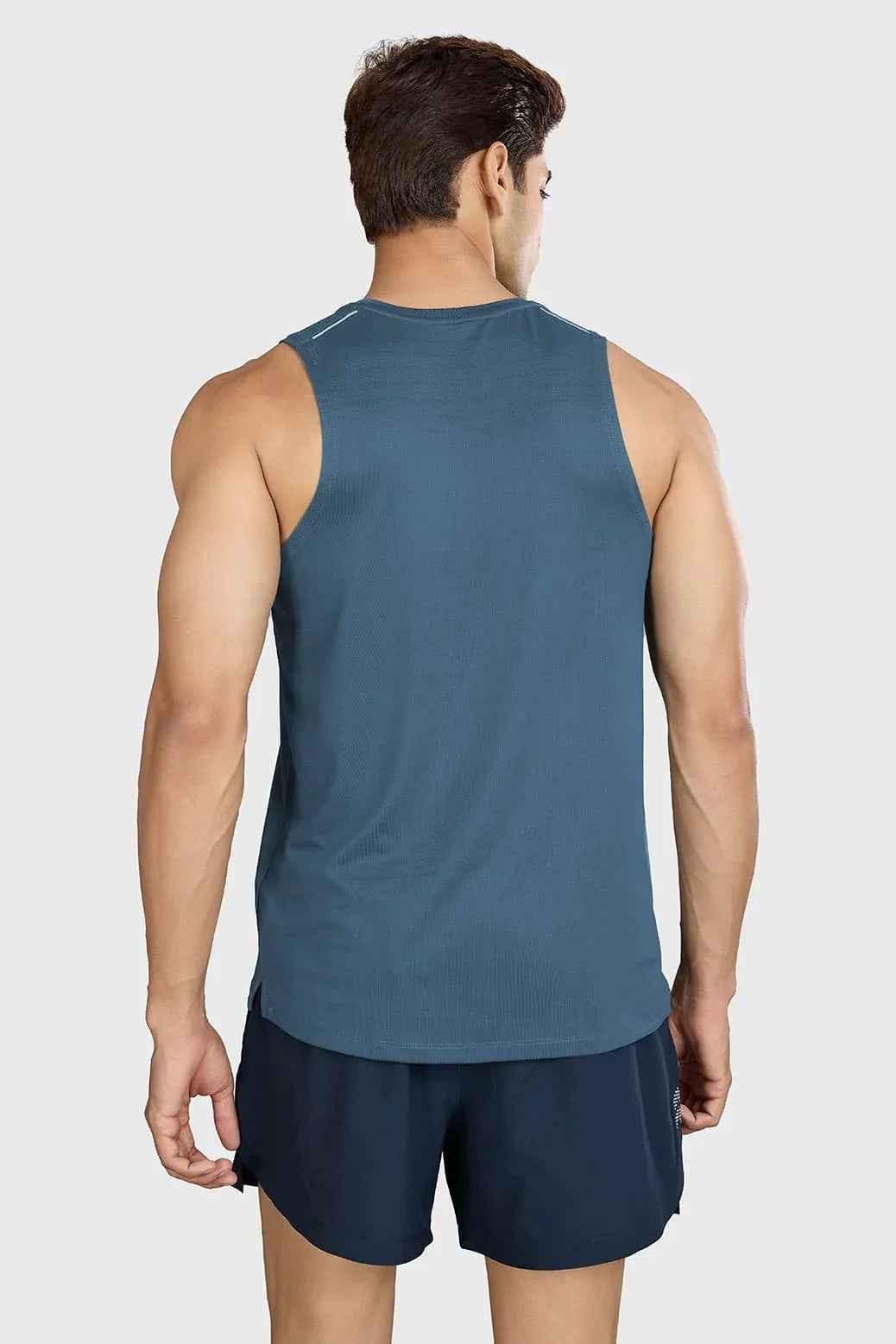 Light blue Ember Running Tank Top by Fuaark Nz, sleeveless athletic tank for running and active wear, close-up view.