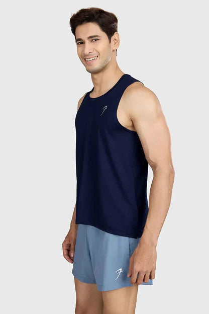 Navy Ember Running Tank top by Fuaark Nz, sleeveless athletic shirt with moisture-wicking fabric for running and workouts.