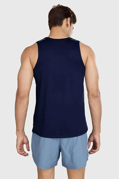 Navy Ember Running Tank Top by Fuaark Nz, sleeveless athletic tank made for running and active wear.