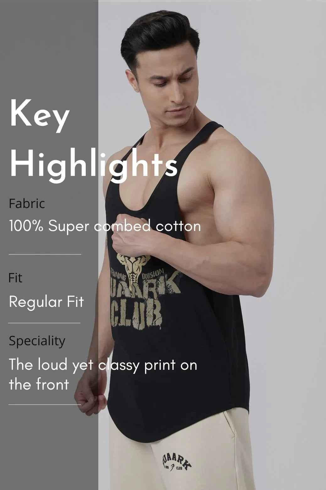 Black Fuaark Club Stringer tank top by Fuaark NZ, featuring sleeveless design and athletic fit for active wear.