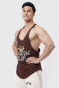 Fuaark NZ Club Stringer Coffee tank top, sleeveless fitness shirt with Fuaark branding, casual athletic style.