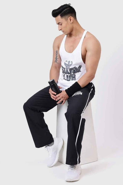 White Fuaark NZ Club Stringer tank top designed for premium performance and athletic comfort.
