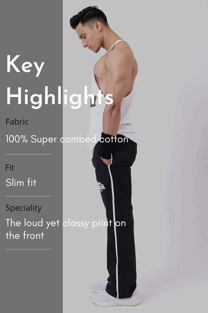 White Fuaark NZ Club Stringer tank top designed for performance, shown on a person with a focus on fit and fabric details.