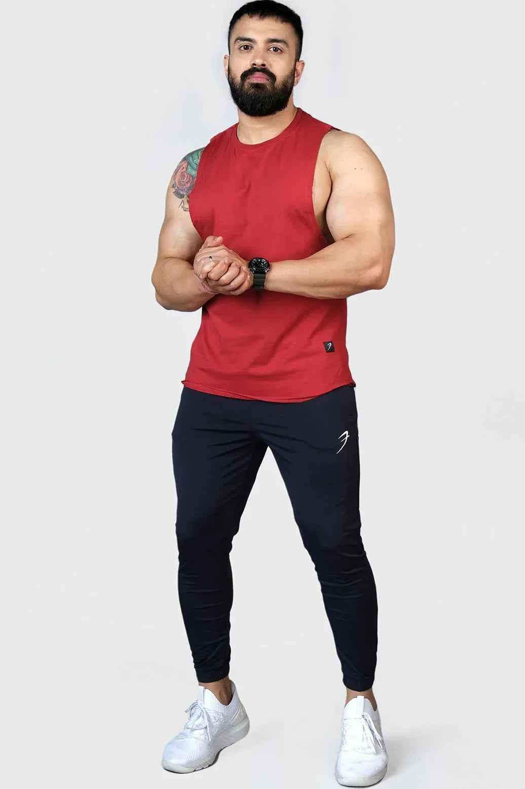Fuaark Nz Legacy DeepArm Tank Top in maroon, stylish and comfortable activewear tank top with a sleeveless design.
