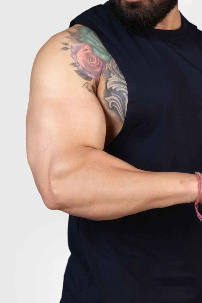 Navy Fuaark NZ Legacy DeepArm tank top, stylish and comfortable sleeveless shirt for casual wear and everyday occasions.