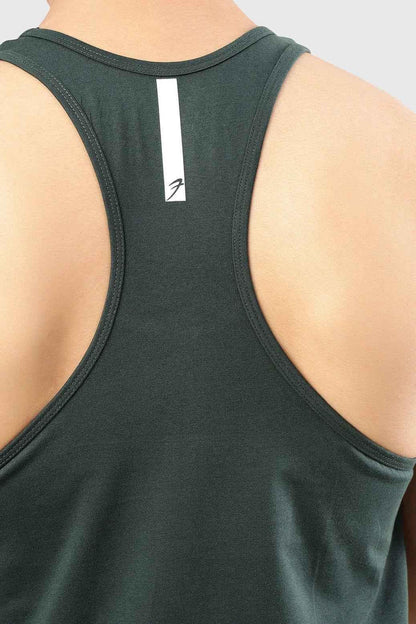 Fuaark Nz Legacy Stringer Tank Top in vibrant bottle green, sleeveless athletic shirt for workout or casual wear.