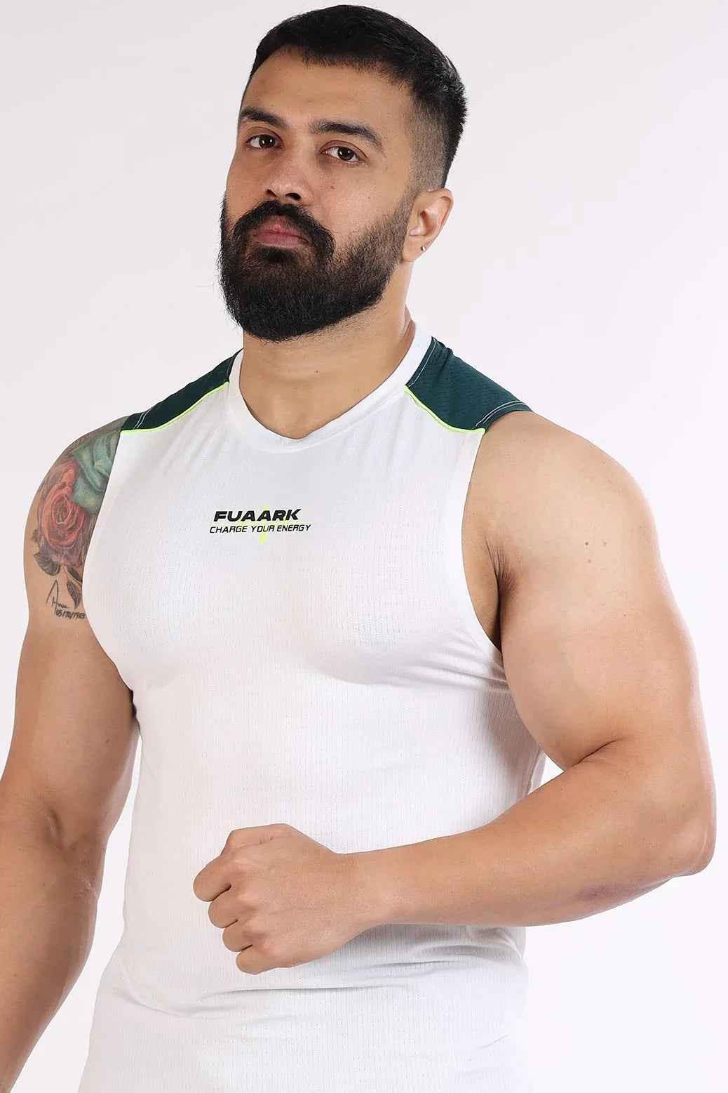 White Fuaark Nz lining tank top, stylish and versatile sleeveless tank for casual or layered outfits.
