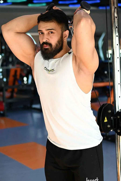White Fuaark Nz lining tank top, stylish and versatile sleeveless shirt, perfect for casual or layered outfits.