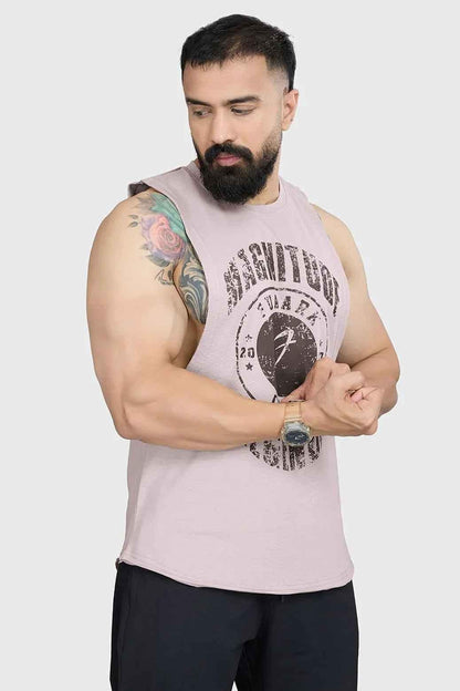 Beige Fuaark Nz deep arm tank top, stylish and comfortable sleeveless shirt for everyday casual wear.