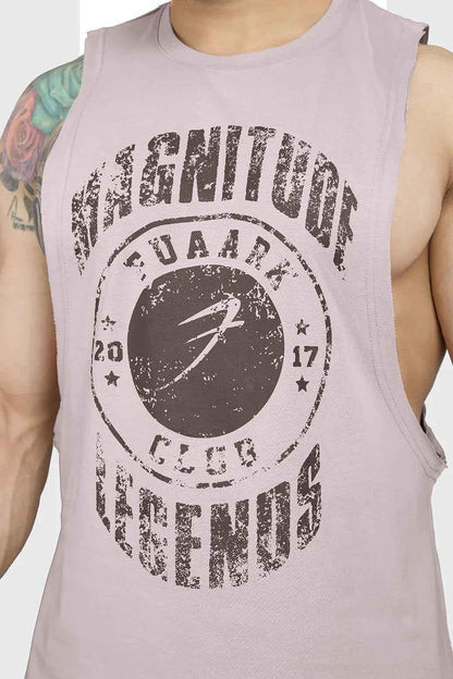 Beige Fuaark Nz Magnitude Deep Arm Tank Top, stylish and comfortable sleeveless tank for everyday wear.