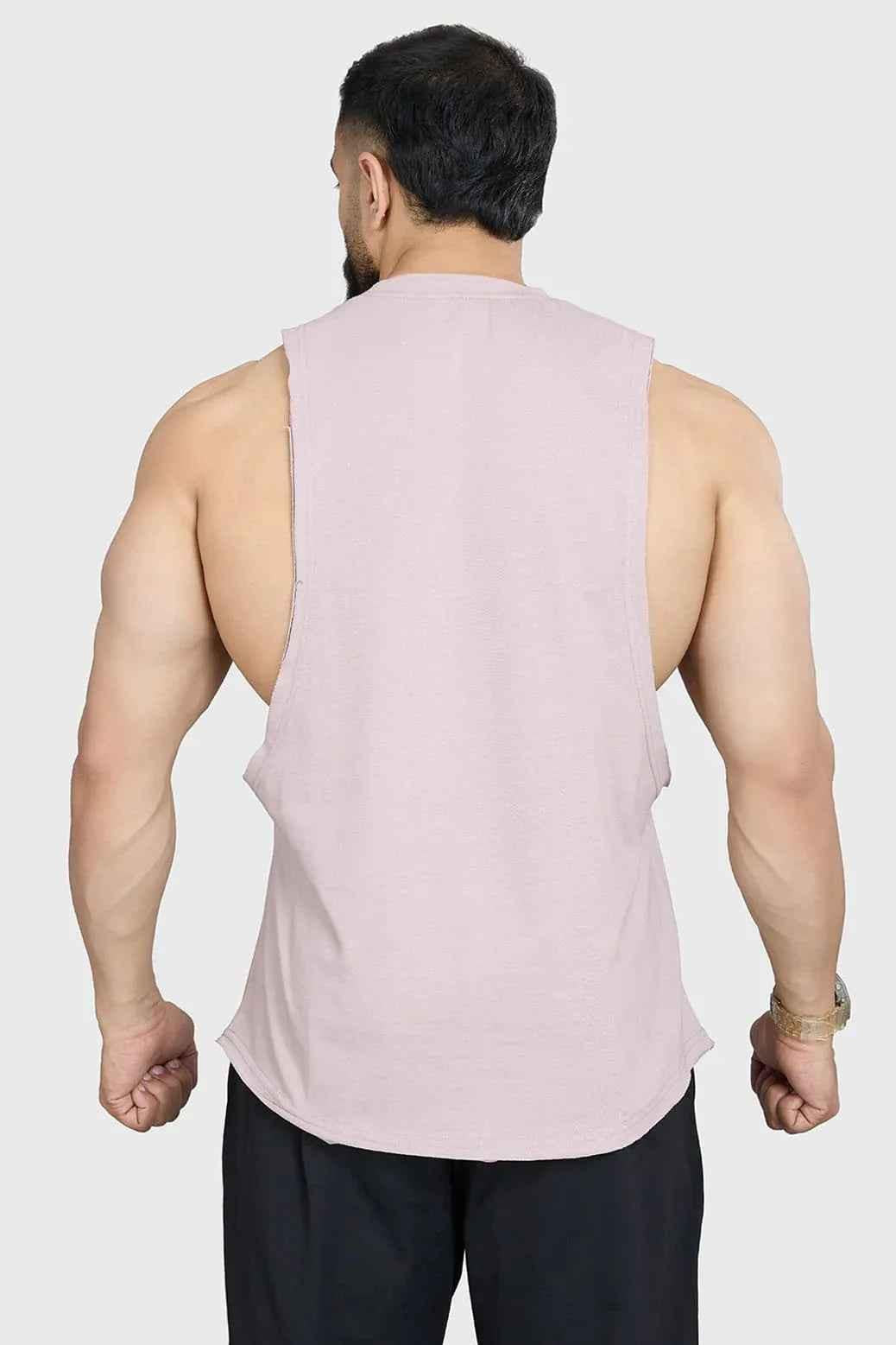 Beige Fuaark NZ Magnitude Deep Arm Tank Top, stylish and comfortable sleeveless tank for everyday wear.