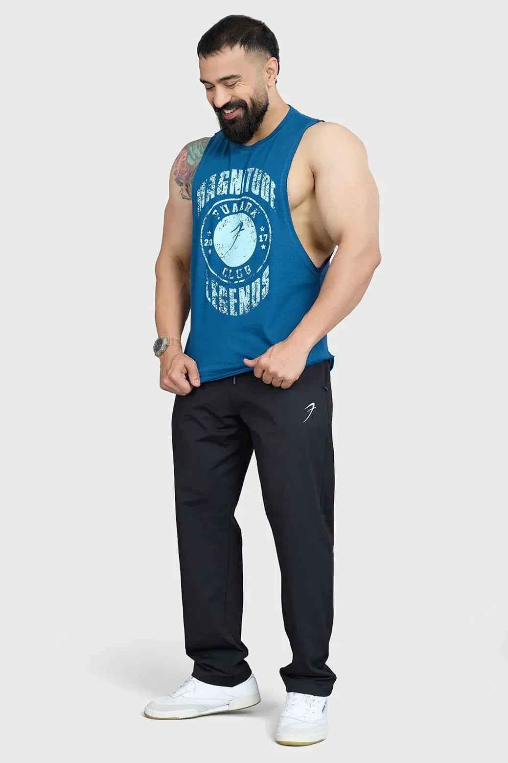 Fuaark Nz teal Magnitude Deep Arm Tank Top, sleeveless design, fitted style, ideal for casual wear.