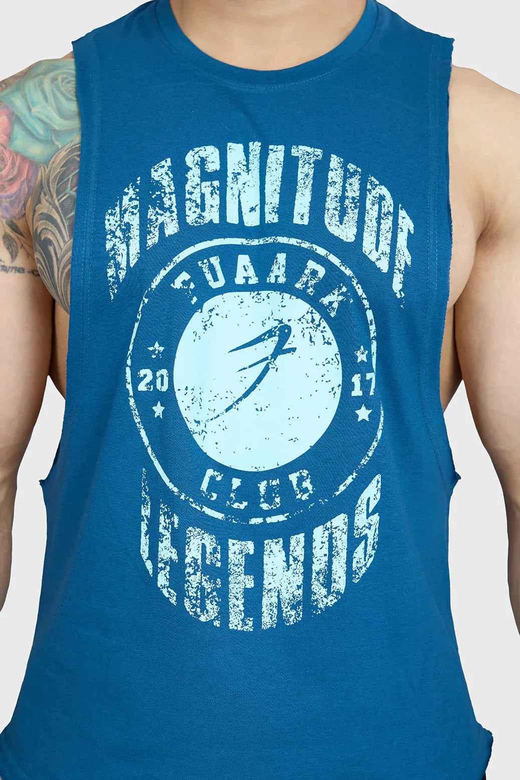 Fuaark NZ Magnitude Deep Arm Tank Top in teal, sleeveless design, casual fit, perfect for activewear or everyday style.