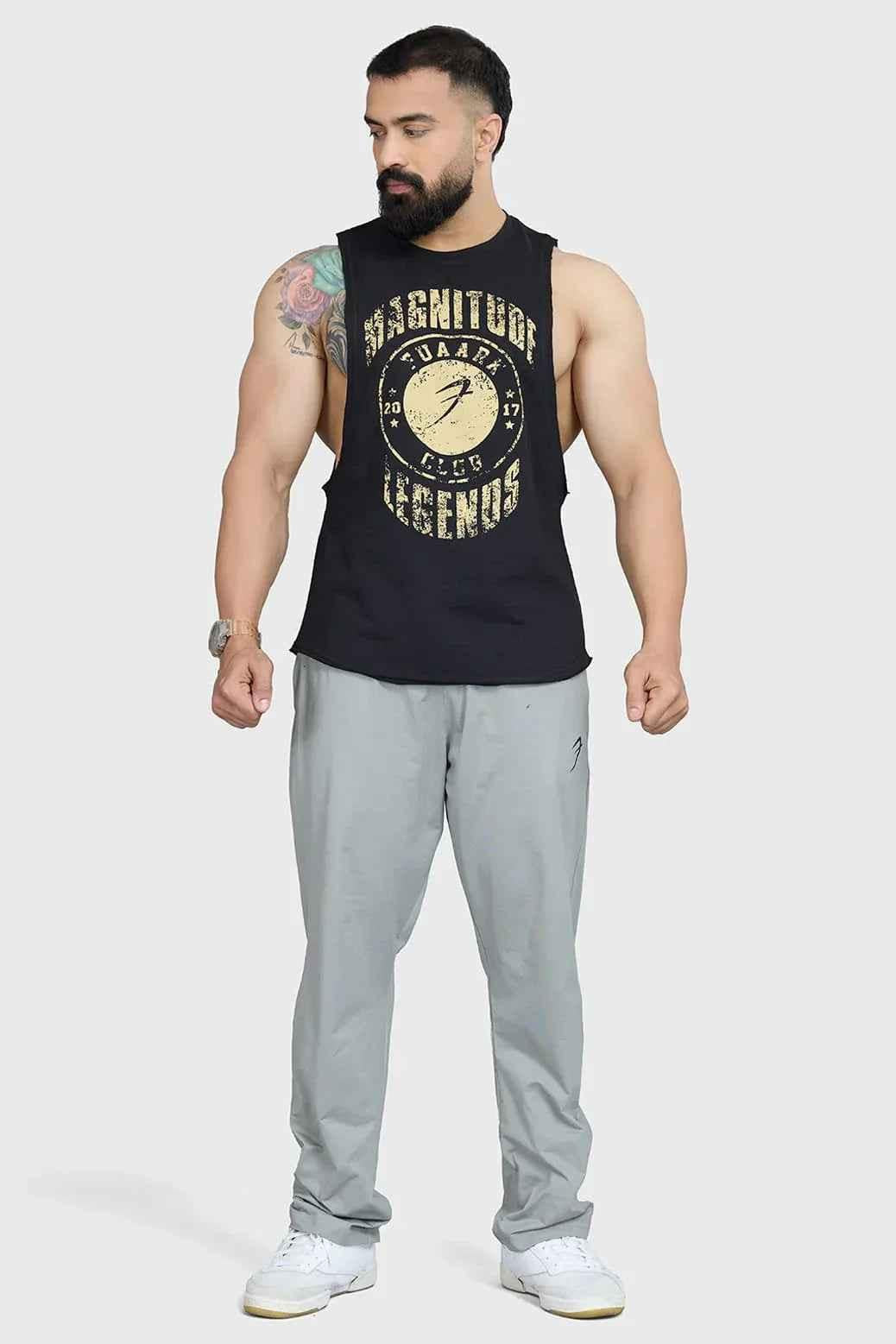 Men's deep arm tank top by Fuaark NZ, showcasing athletic fit and sleeveless design for active performance.