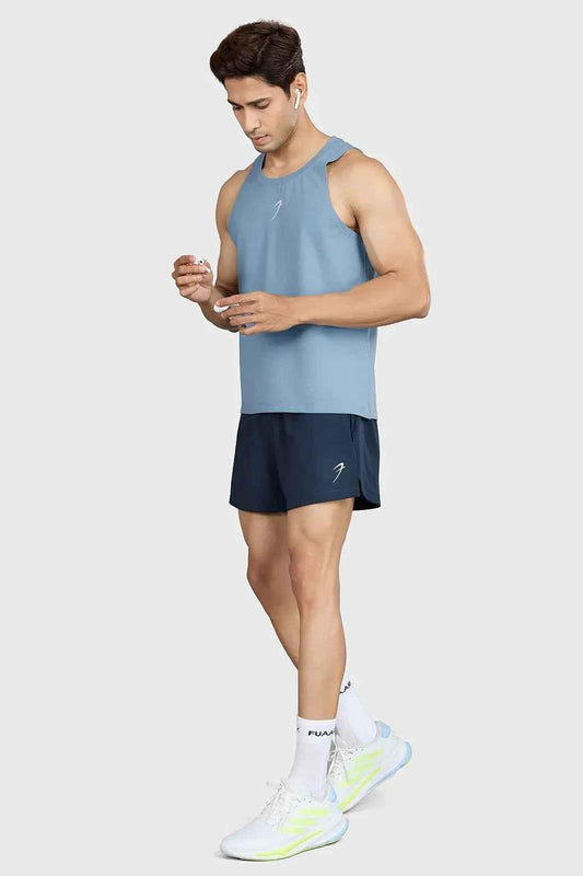 Light blue Pulse Running Tank top by Fuaark NZ, sleeveless athletic tank shirt with breathable fabric for active wear.