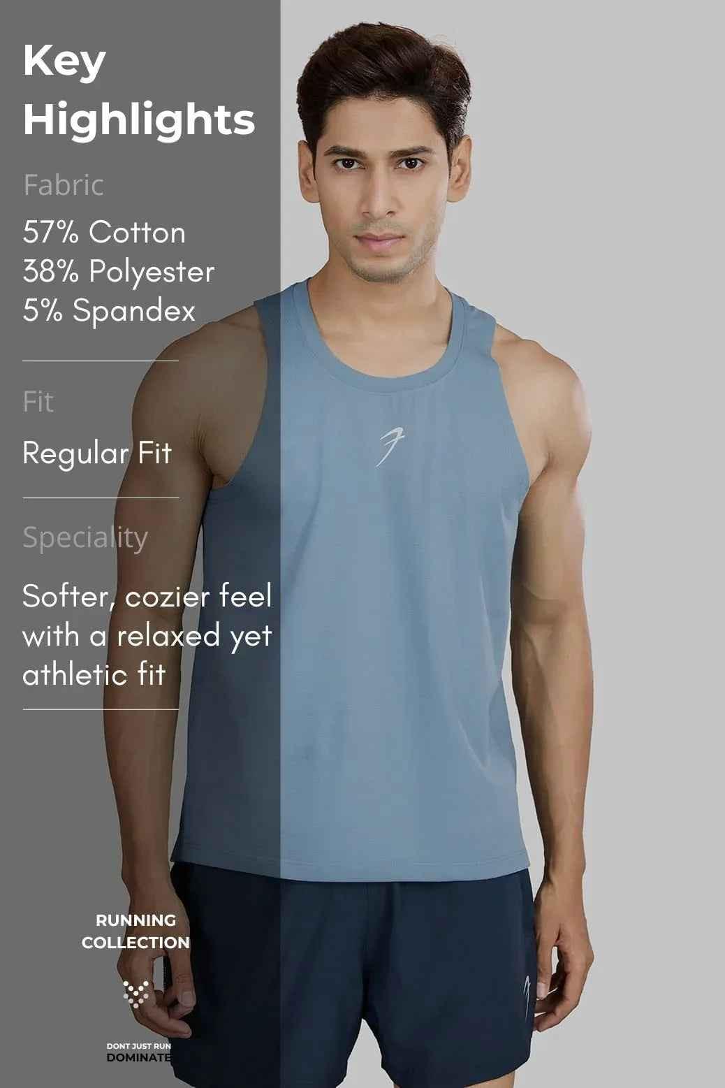 Light blue Pulse Running Tank top by Fuaark Nz, sleeveless athletic tank for running and active wear.