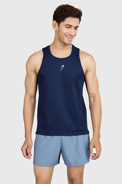 Navy Pulse Running Tank Top by Fuaark NZ, lightweight athletic sleeveless shirt for women, on a white background.